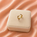 18K Gold Plated Daisy Ring, Adjustable Stainless Steel Floral Band, Nature Jewelry