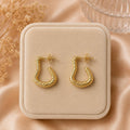 Textured Gold Hoop Earrings, Organic Statement, 18K Plated, Minimalist Chunky Jewelry