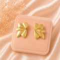 18K Gold Plated Leaf Statement Earrings, Sculptural Floral Design