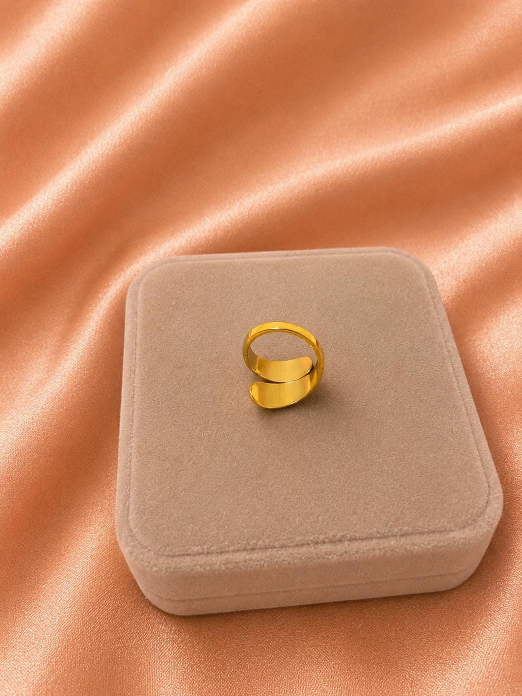 18K Gold Plated Spiral Wrap Ring, Adjustable Modern Statement Jewelry