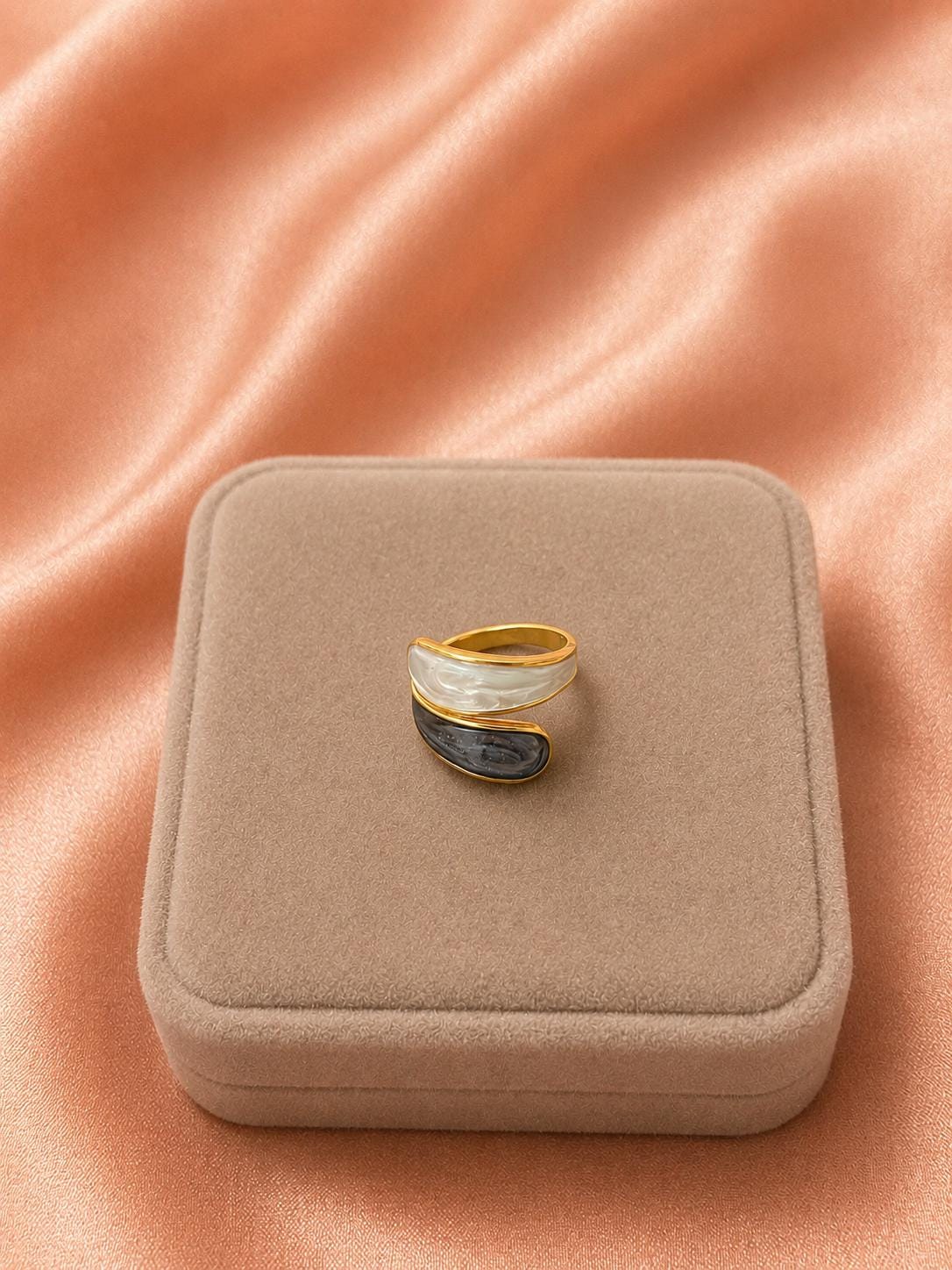 18K Gold Plated Spiral Wrap Ring, Adjustable Modern Statement Jewelry