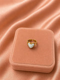 18K Gold Plated Heart Ring, Adjustable Open Band, Minimalist Romantic Jewelry