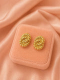18K Gold Plated Initial Earrings – Textured Letter S Studs – Vintage Style Tarnish Resistant