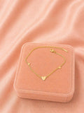 18K Gold Plated Heart Bracelet – Dainty Chain, Minimalist Stainless Steel Jewelry