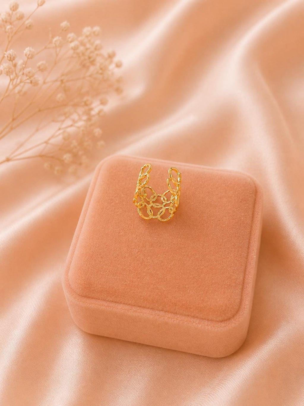 18K Gold Plated Open Circle Ring | Adjustable Stainless Steel Statement Jewelry