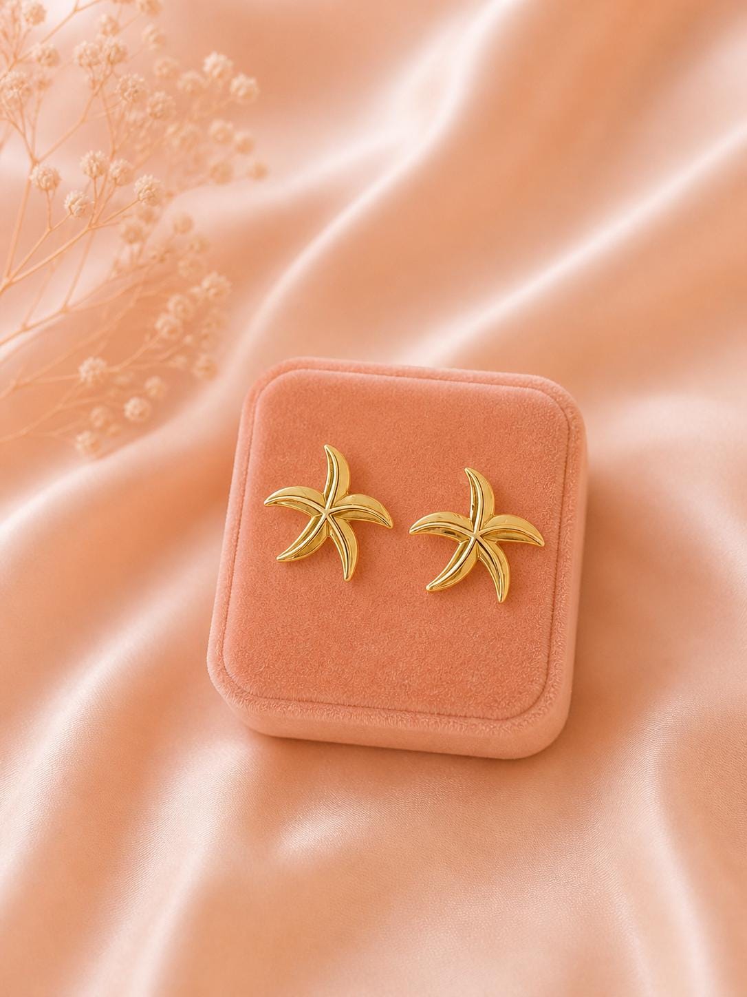 18K Gold Plated Starfish Stud Earrings | Beach Ocean Inspired Jewelry
