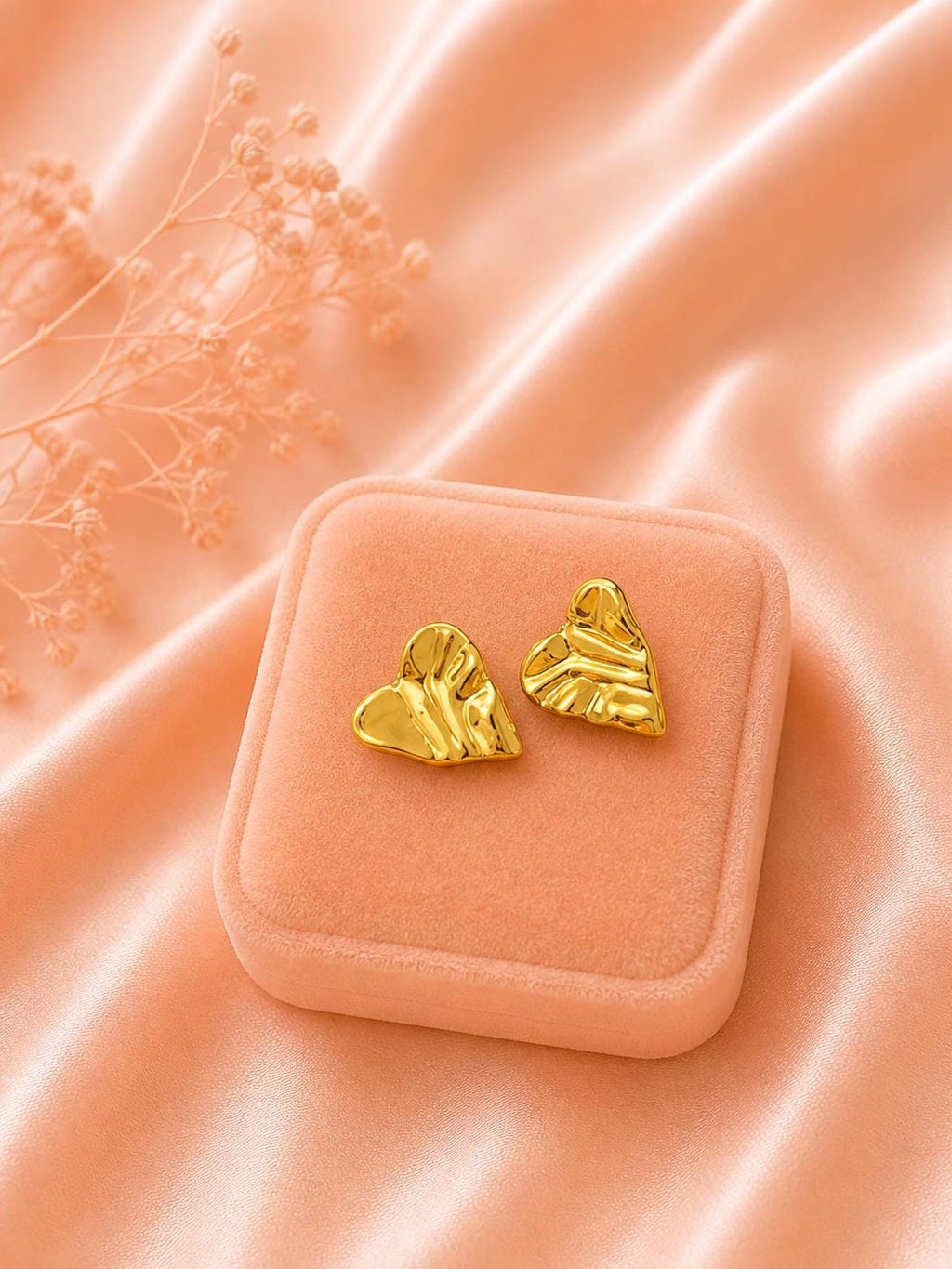 18K Gold Plated Abstract Heart Stud Earrings | Minimalist Stainless Steel Statement Jewelry