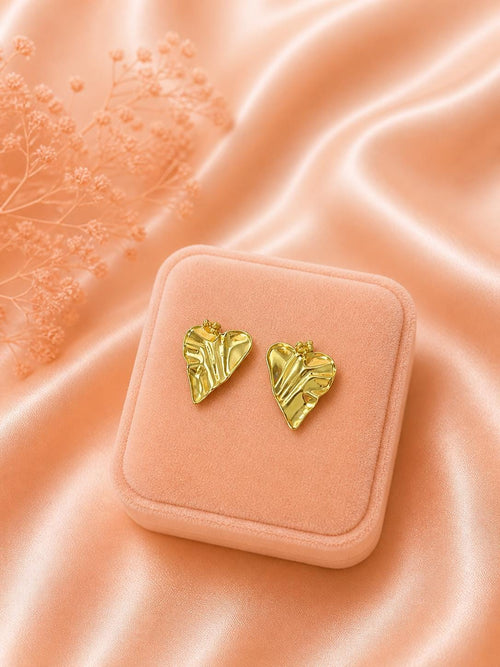 18K Gold Plated Abstract Heart Stud Earrings | Minimalist Stainless Steel Statement Jewelry