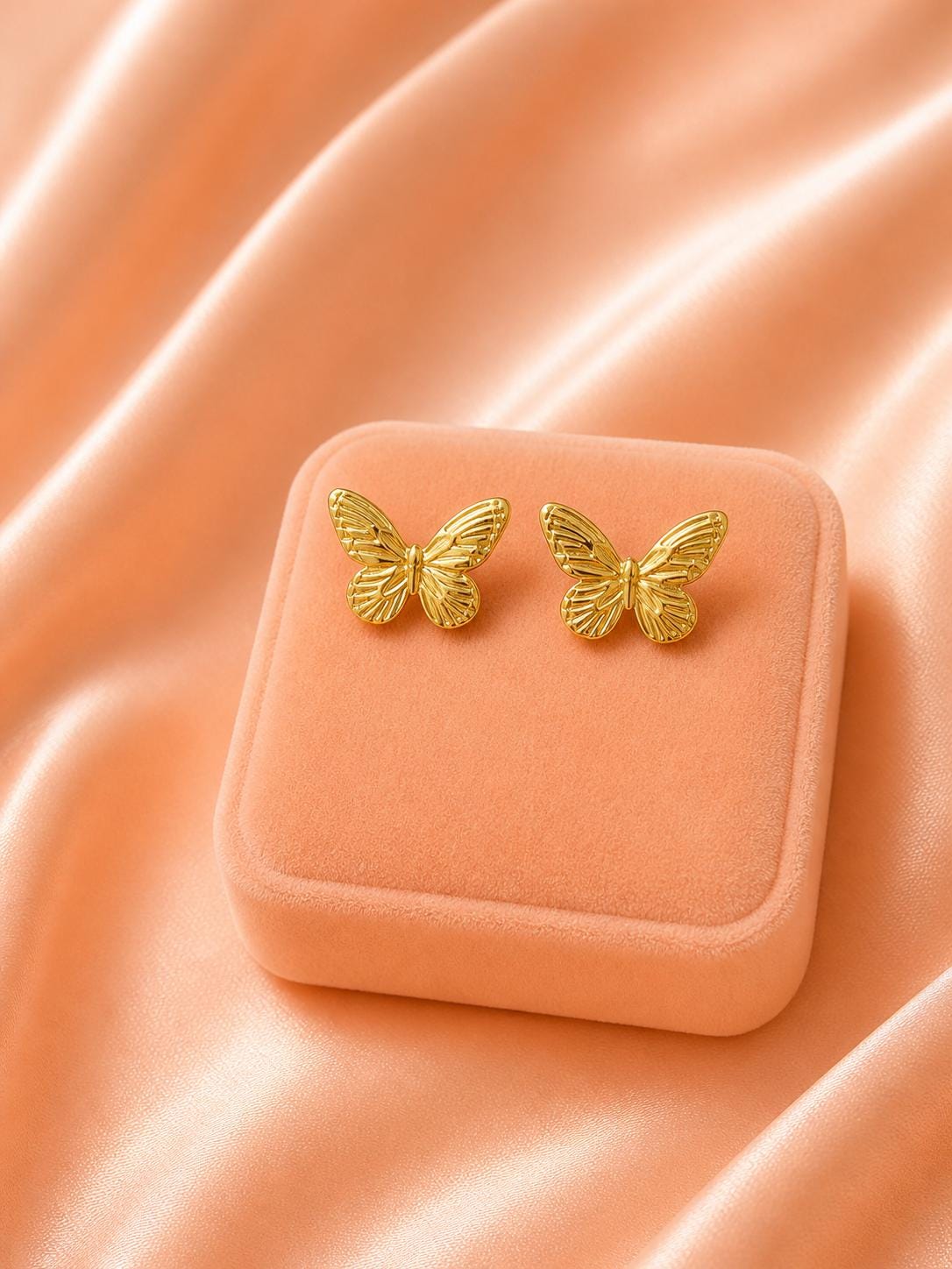 18K Gold Plated Butterfly Stud Earrings | Minimalist Stainless Steel Nature Jewelry