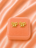18K Gold Plated Bow Stud Earrings | Dainty Ribbon Minimalist Jewelry