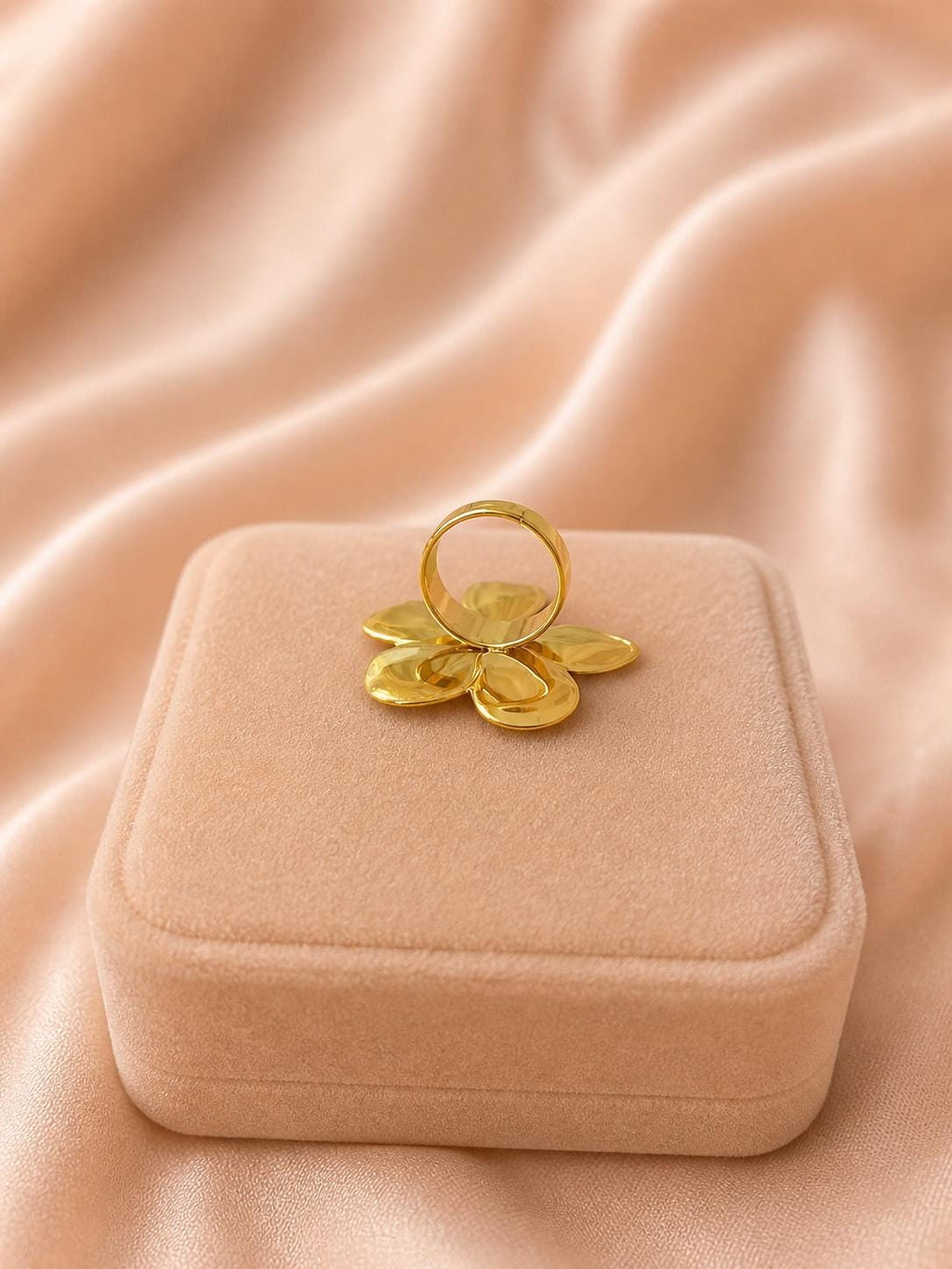 18K Gold Plated Blue Enamel Daisy Flower Ring | Adjustable Statement Jewelry