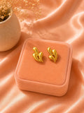 18K Gold Plated Heart Stud Earrings, Minimalist Romantic Stainless Steel Jewelry