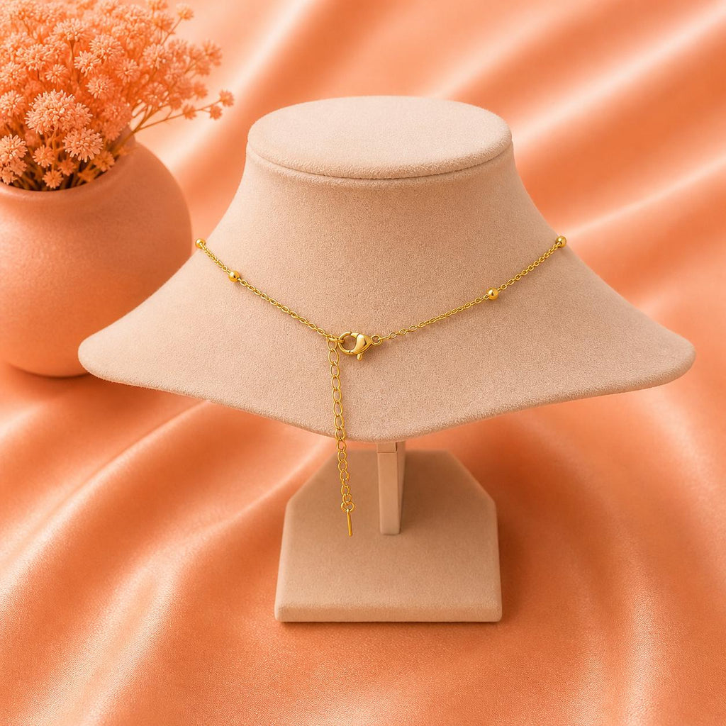 18K Gold Plated Layered Necklace, Dainty Crystal Pendant, Minimalist Double Chain Jewelry