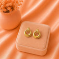 18K Gold Plated Chunky Hoop Stud Earrings, Minimalist Double Circle Jewelry