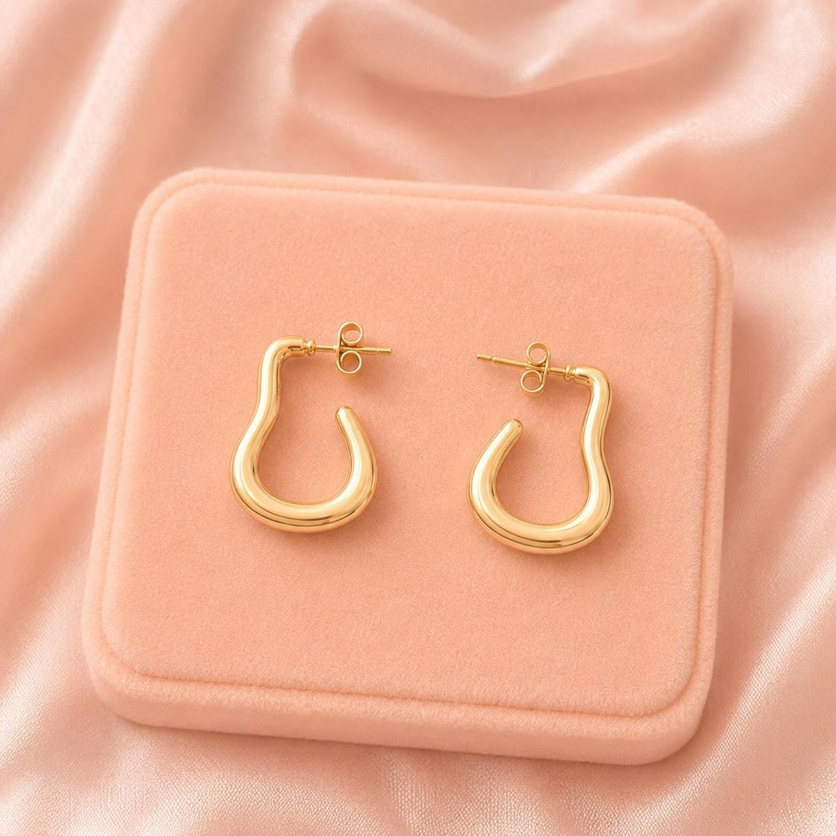 Chunky Teardrop Hoop Earrings – 18K Gold Plated Stainless Steel, Minimalist Statement Hoops