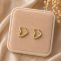 Hammered Gold Organic Hoop Earrings – Minimalist Irregular 18K Gold Plated Stainless Steel Hoops