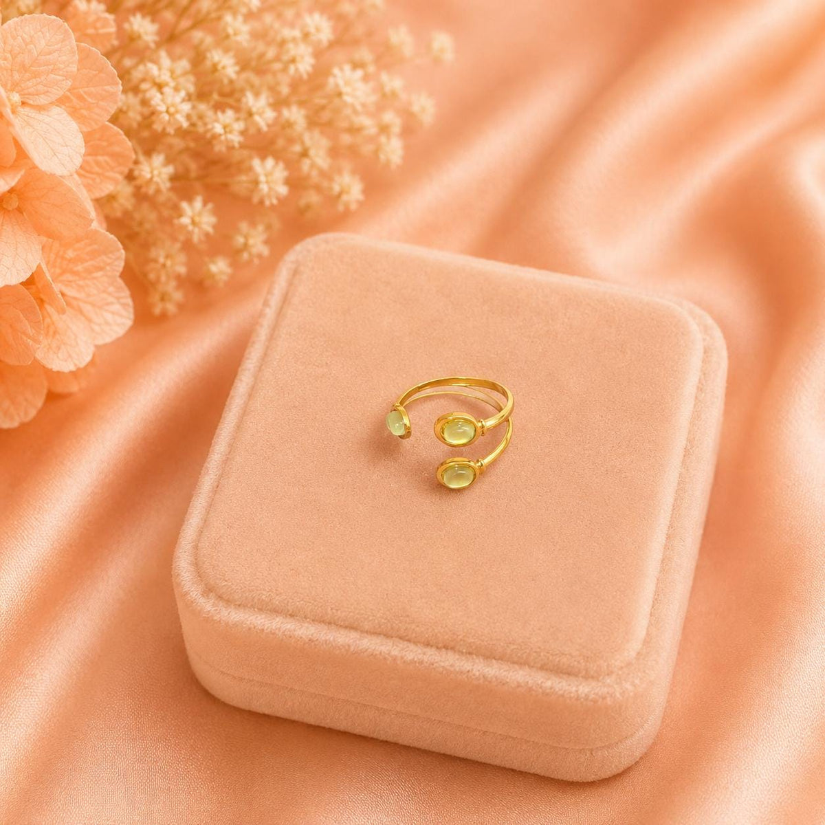 18K Gold Plated Double Band Open Ring, Minimalist Oval Accent, Adjustable Everyday Jewelry