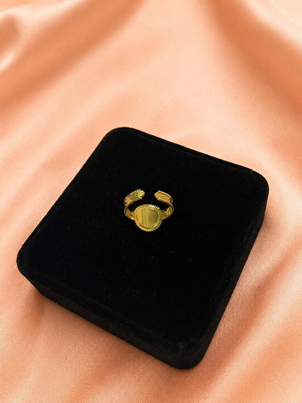 18K Gold Plated Adjustable Ring, Roman Coin Inspired Centerpiece, Textured Antique Style Jewelry