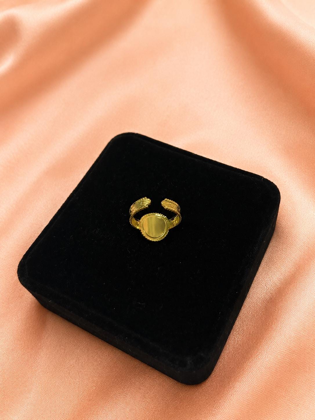18K Gold Plated Adjustable Ring, Roman Coin Inspired Centerpiece, Textured Antique Style Jewelry