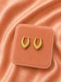 Textured Gold Hoop Earrings, 18K Plated Hammered Statement Hoops
