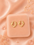 18K Gold Plated Heart Hoop Earrings • Minimalist Elegant Jewelry