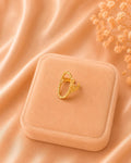 Textured Open Oval Ring: 18K Gold Plated Adjustable Statement Jewelry