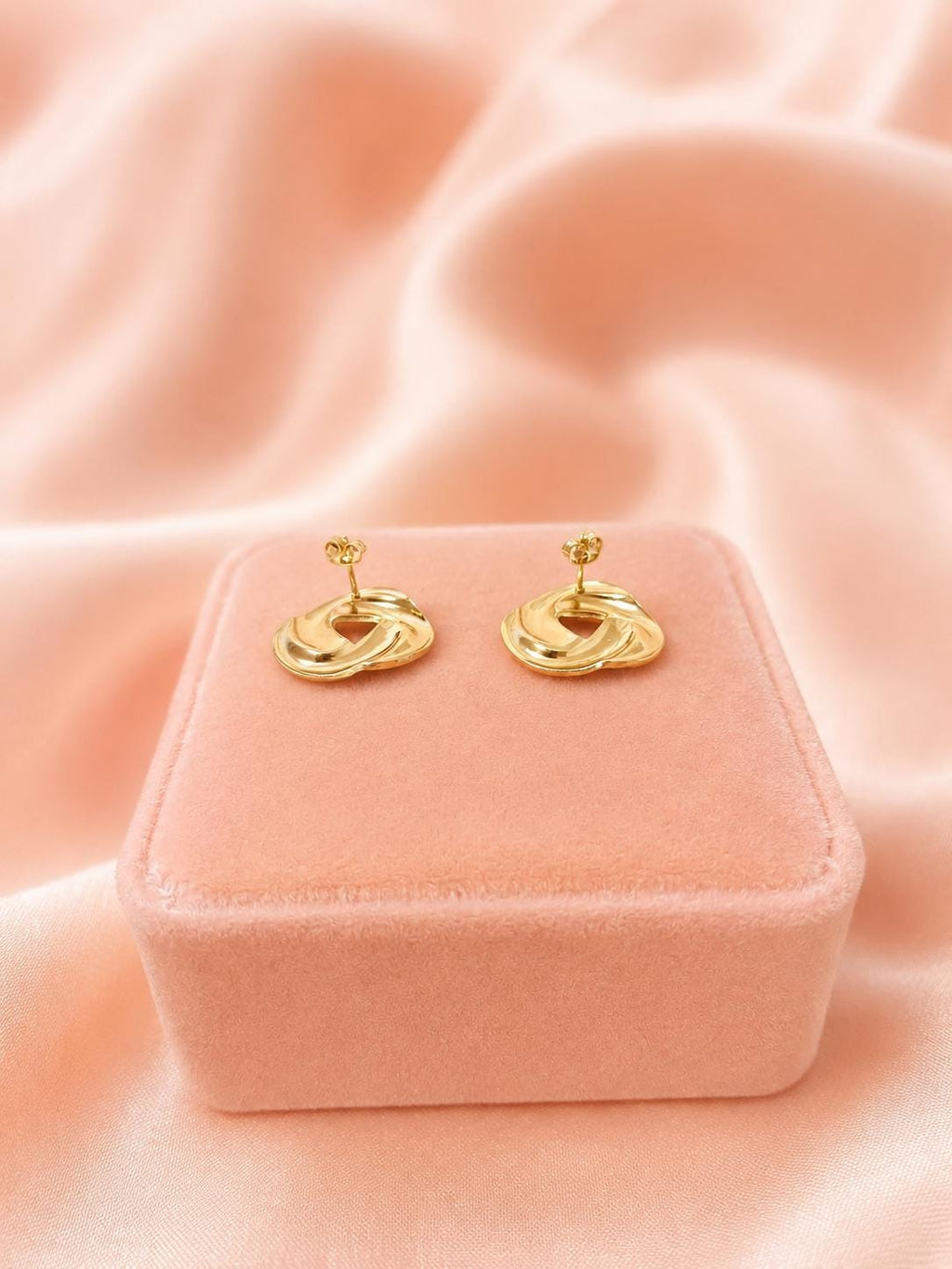 18K Gold Plated Knot Stud Earrings, Elegant Minimalist Statement Jewelry