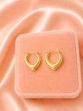 18K Gold Plated Teardrop Hoop Earrings, Sculpted Minimalist Statement Jewelry