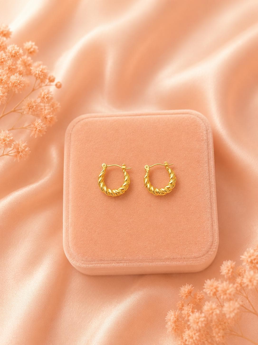 Small Twisted Rope Hoop Earrings: 18K Gold Plated, Minimalist Everyday Jewelry