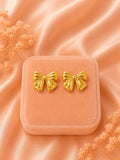 18K Gold Plated Bow Stud Earrings – Elegant Feminine Statement Jewelry