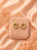18K Gold Plated Wave Stud Earrings: Modern Abstract Minimalist Jewelry