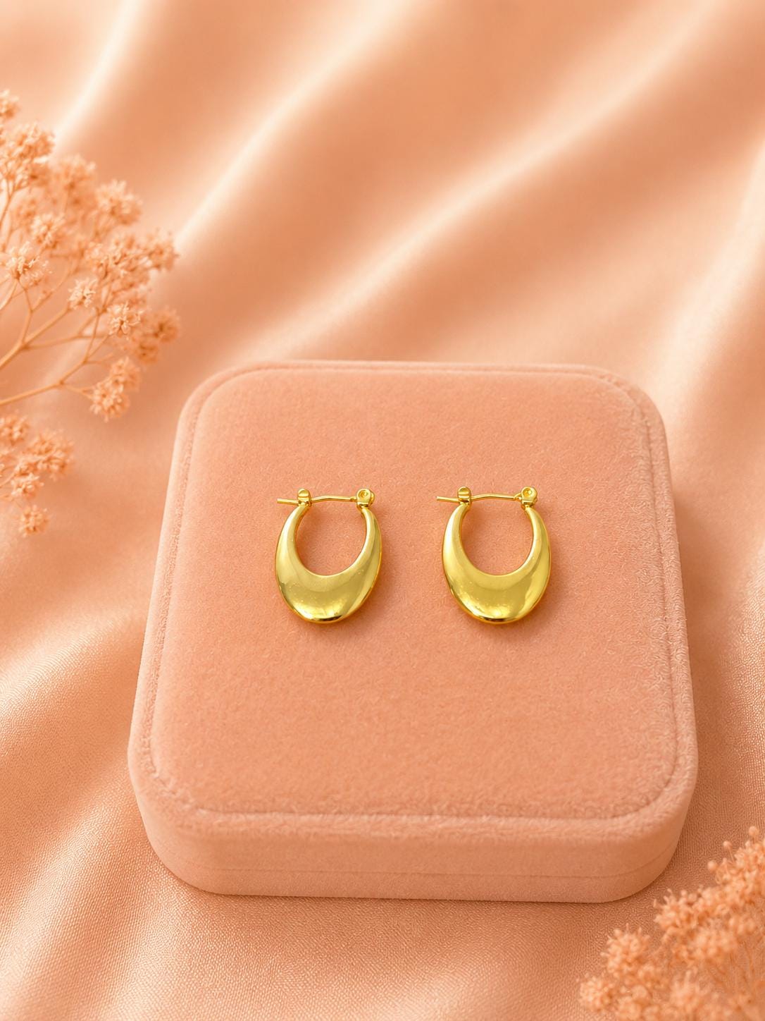 18K Gold Plated Crescent Hoop Earrings – Minimalist Statement Jewelry