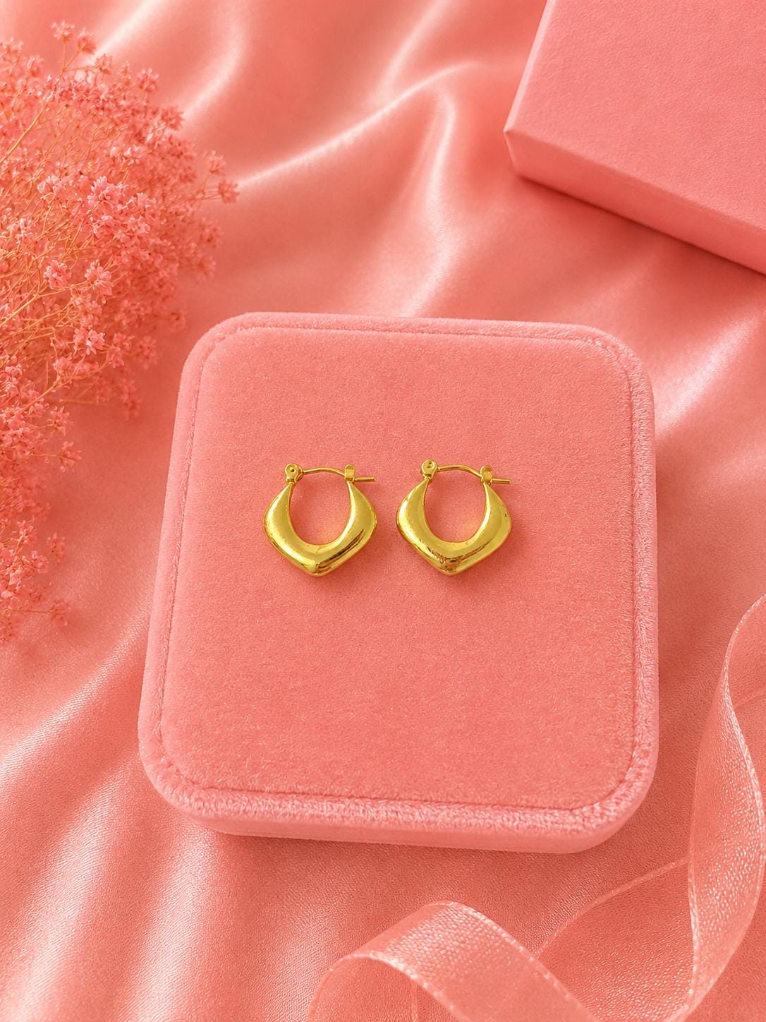 18K Gold Plated Geometric Hoop Earrings, Modern Minimalist Jewelry