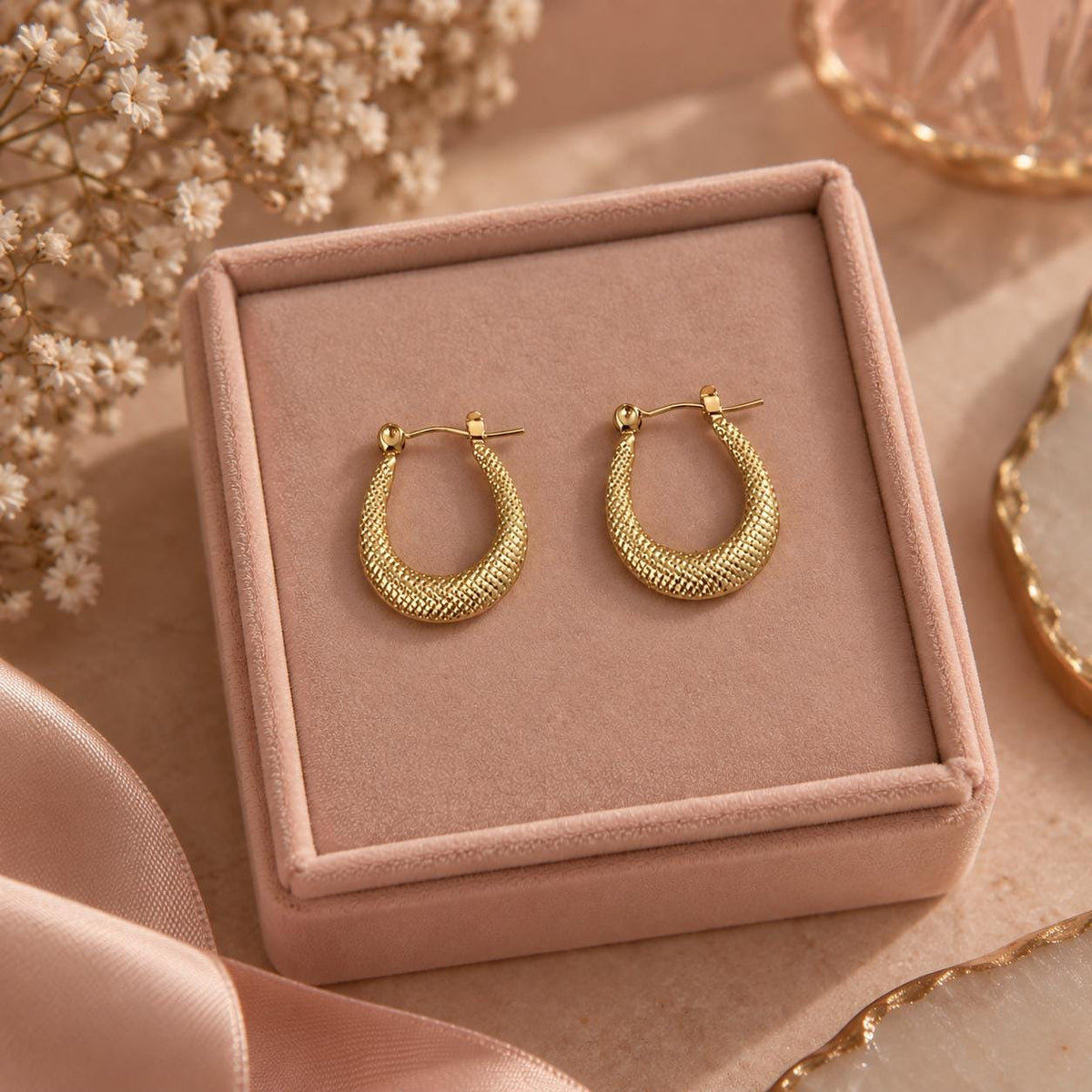 Textured Gold Plated Oval Hoop Earrings, Tapered Silhouette, Everyday Statement Jewelry
