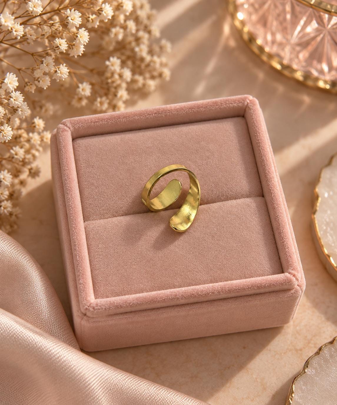 White Enamel Wrap Ring, 18K Gold Plated, Modern Sculptural Design