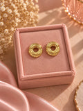 Textured Hammered Gold Disc Earrings, 18K Plated Chunky Circles