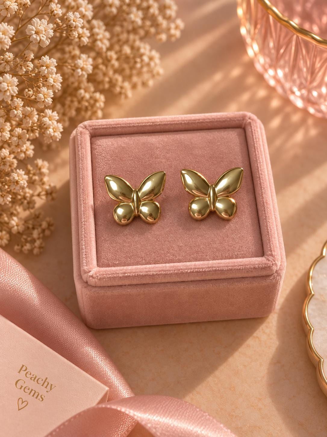 18K Gold Plated Butterfly Stud Earrings – Minimalist Stainless Steel Jewelry