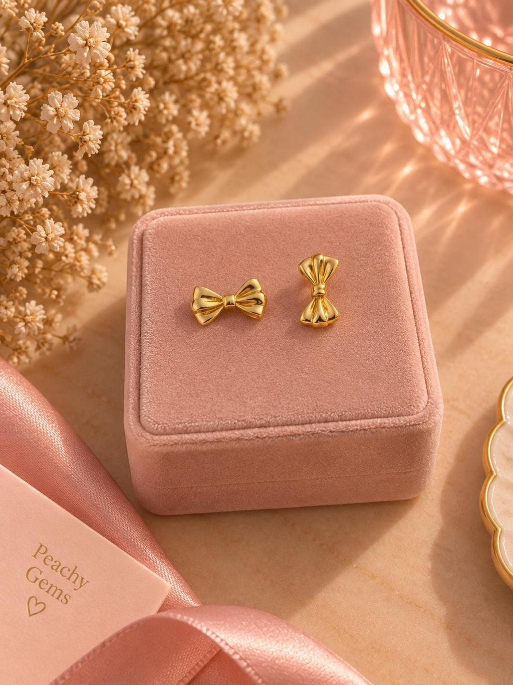 18K Gold Plated Bow Stud Earrings, Minimalist Dainty Coquette Jewelry