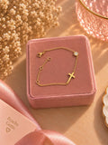 18K Gold Plated Cross Bracelet | Minimalist Chain Jewelry, Adjustable Clasp