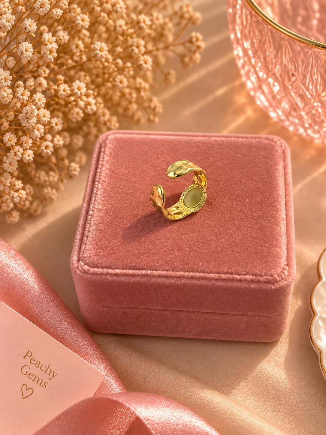 18K Gold Plated Chunky Statement Ring – Adjustable Vintage Style Stainless Steel Bold Open Ring