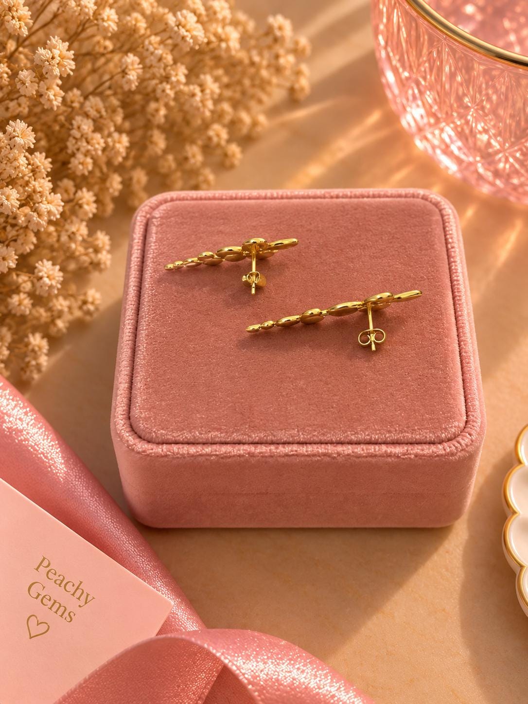 18K Gold Plated Flower Drop Earrings, Dainty Floral Minimalist Jewelry
