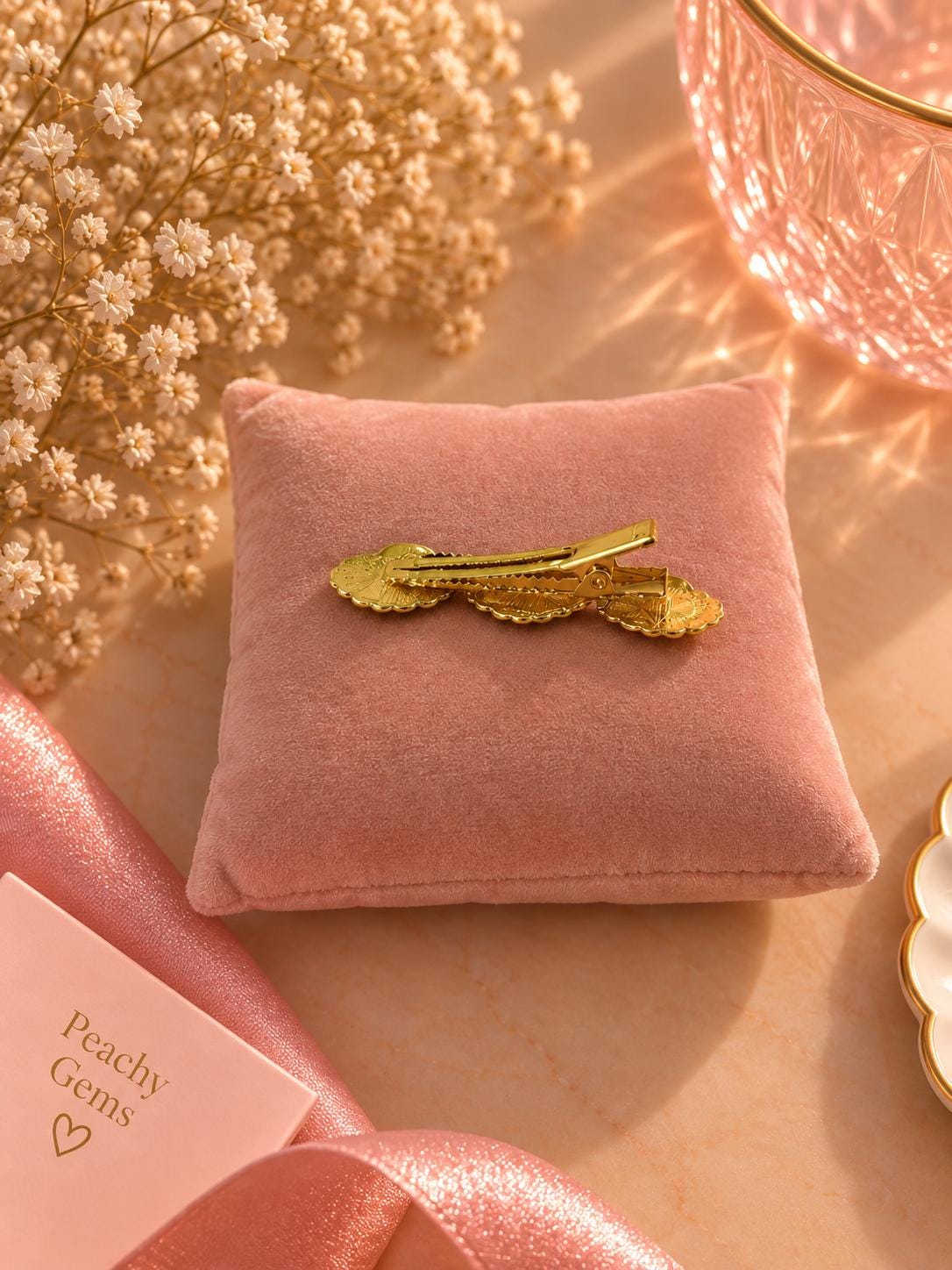 Gold Seashell Barrette, 18K Plated Coastal Hair Clip, Minimalist Accessory