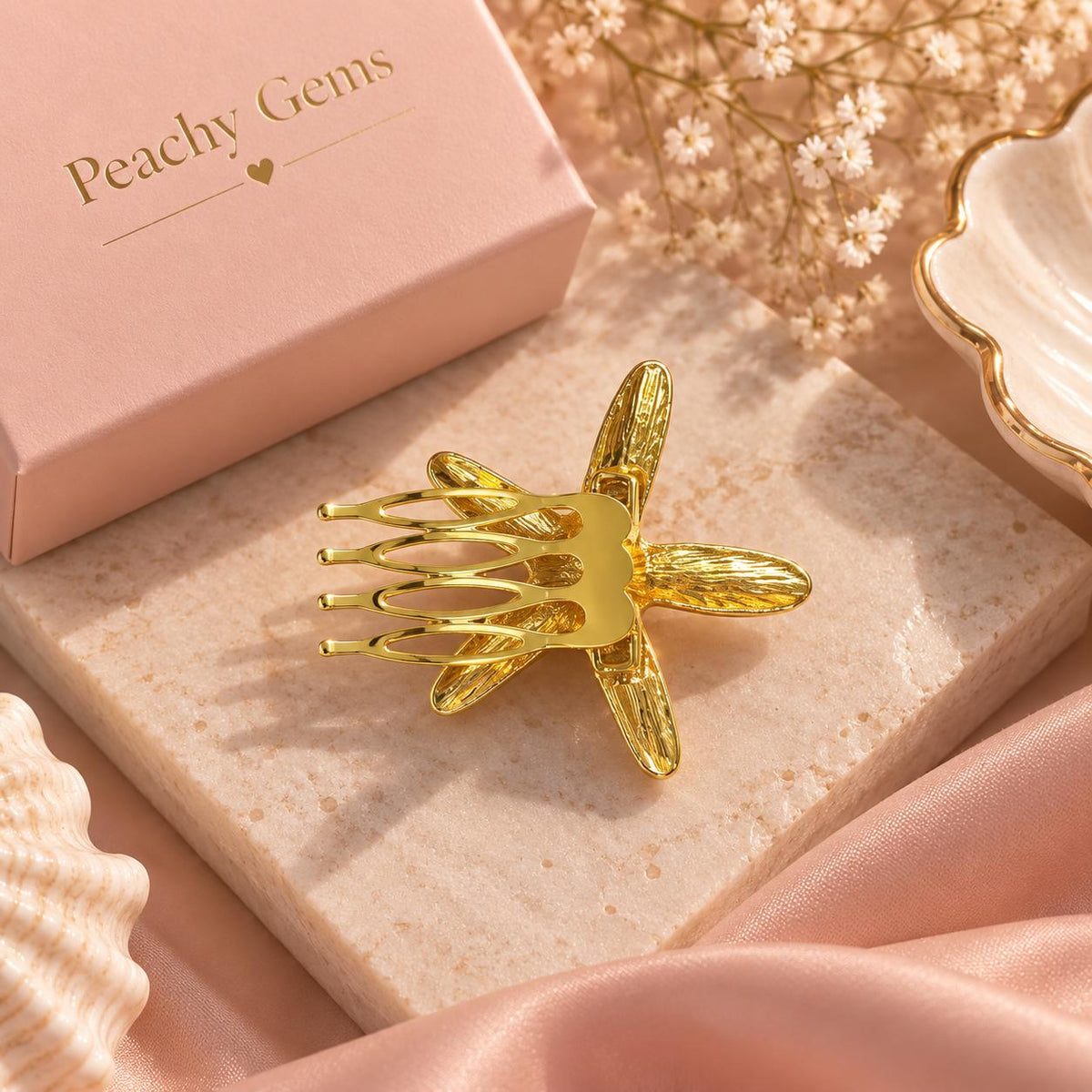 Gold Starfish Hair Claw Clip: Ocean Inspired Beach Accessory, Summer Coastal Style