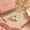 18K Gold Plated Flower Ring: White Petal Statement Adjustable Floral Jewelry