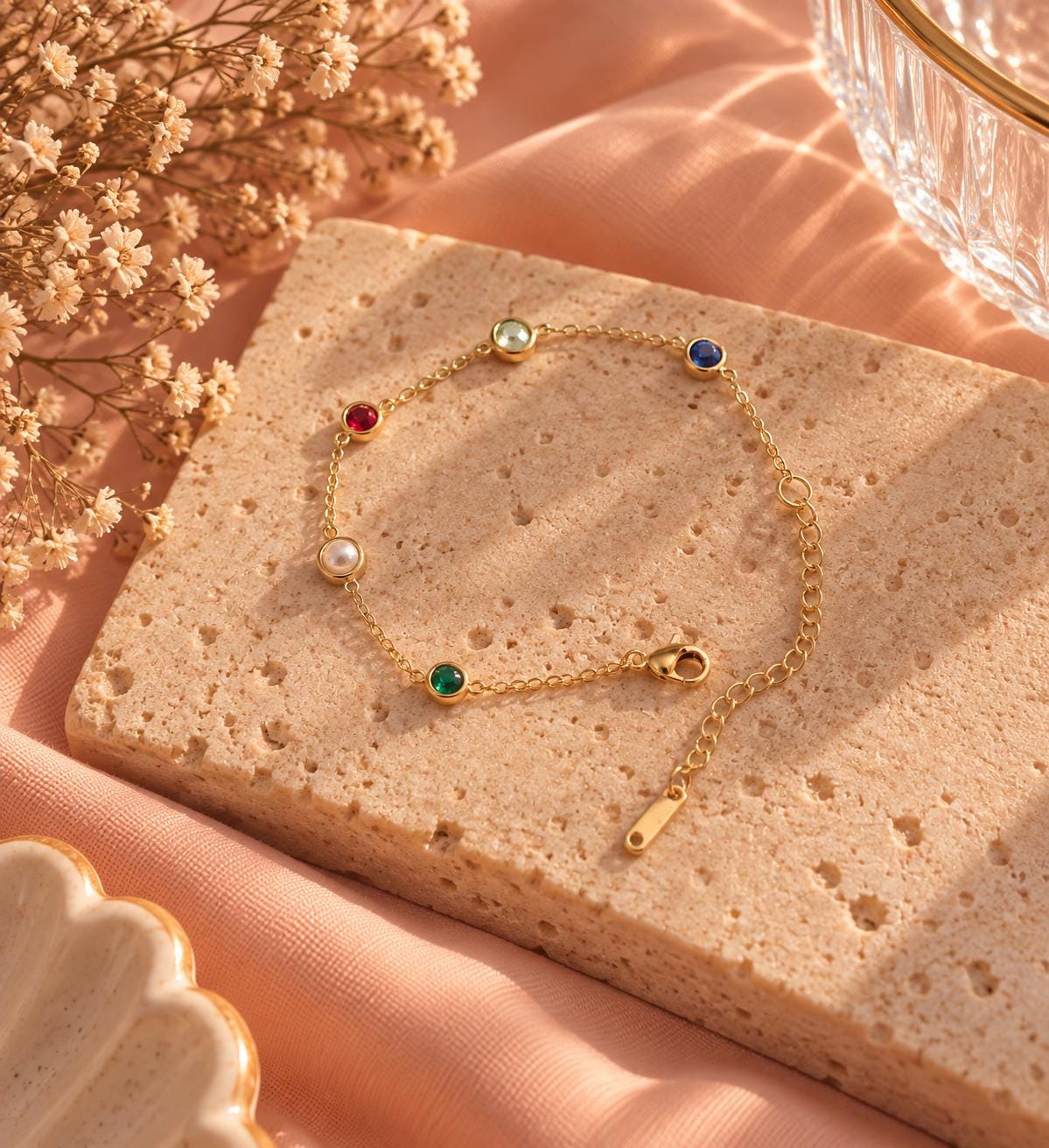 18K Gold Plated Dainty Evil Eye Bracelet, Adjustable Protection Chain Jewelry