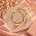 18K Gold Plated Heart Charm Bracelet | Minimalist Chain Jewelry