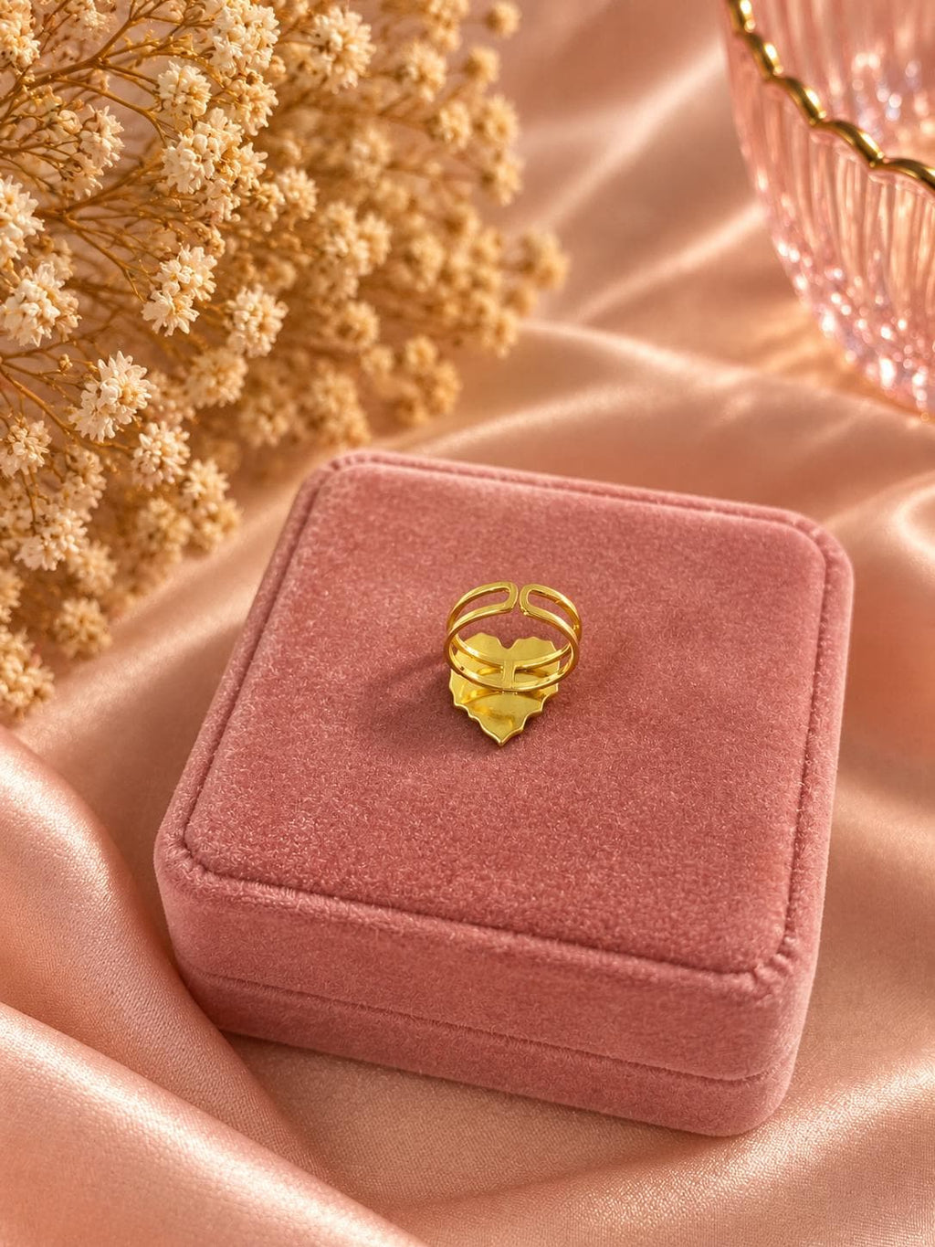 18K Gold Plated Heart Ring, Adjustable Stainless Steel, Minimalist Dainty Jewelry