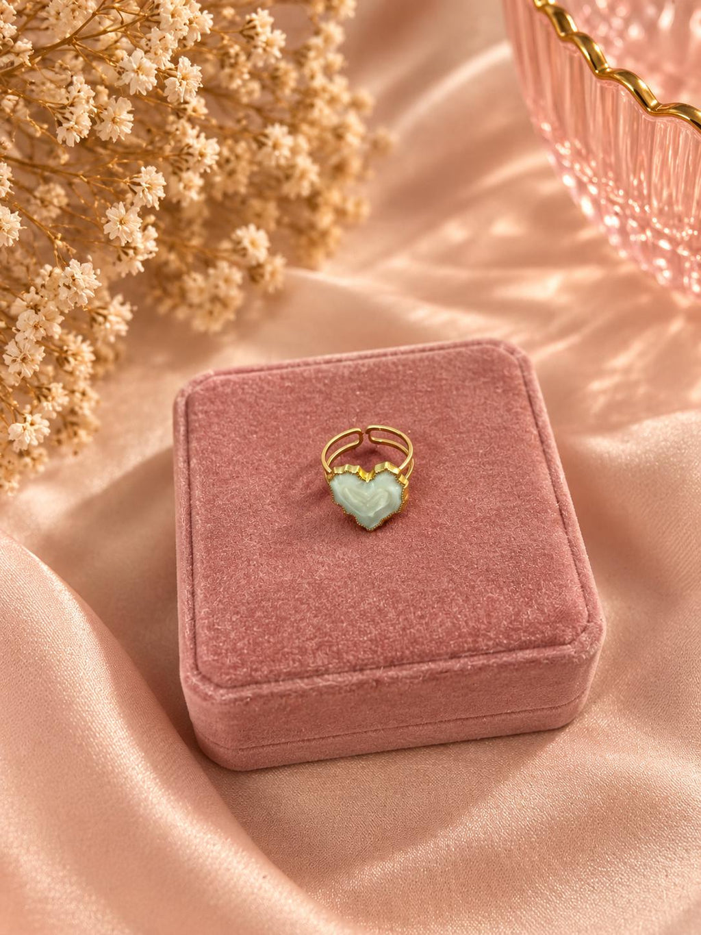 18K Gold Plated Heart Ring, Adjustable Stainless Steel, Minimalist Dainty Jewelry