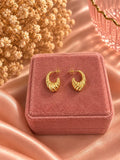 Textured Gold Chunky Hoop Earrings, 18K Plated Statement Jewelry