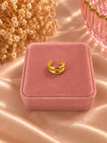 18K Gold Plated Double Band Open Ring, Minimalist Adjustable Statement Jewelry